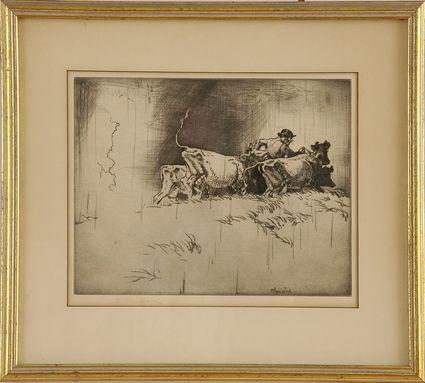 Appraisal: EDMUND BLAMPIED - THE THUNDERSTORMOriginal signed proof drypoint etching signed