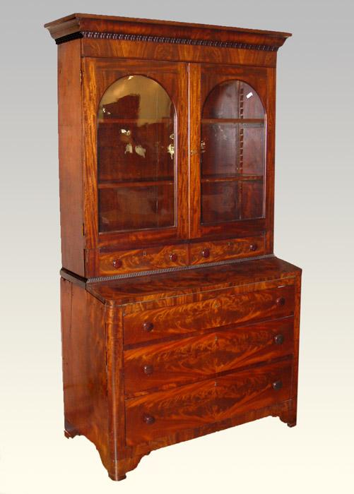 Appraisal: AMERICAN EMPIRE PERIOD SECRETARY BOOKCASE part cabinet with upper section