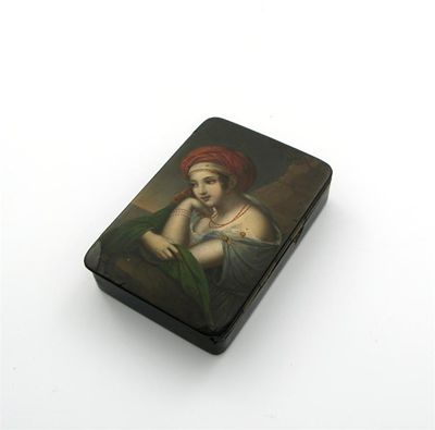 Appraisal: A th century Stobwasser snuff box rectangular form the hinged