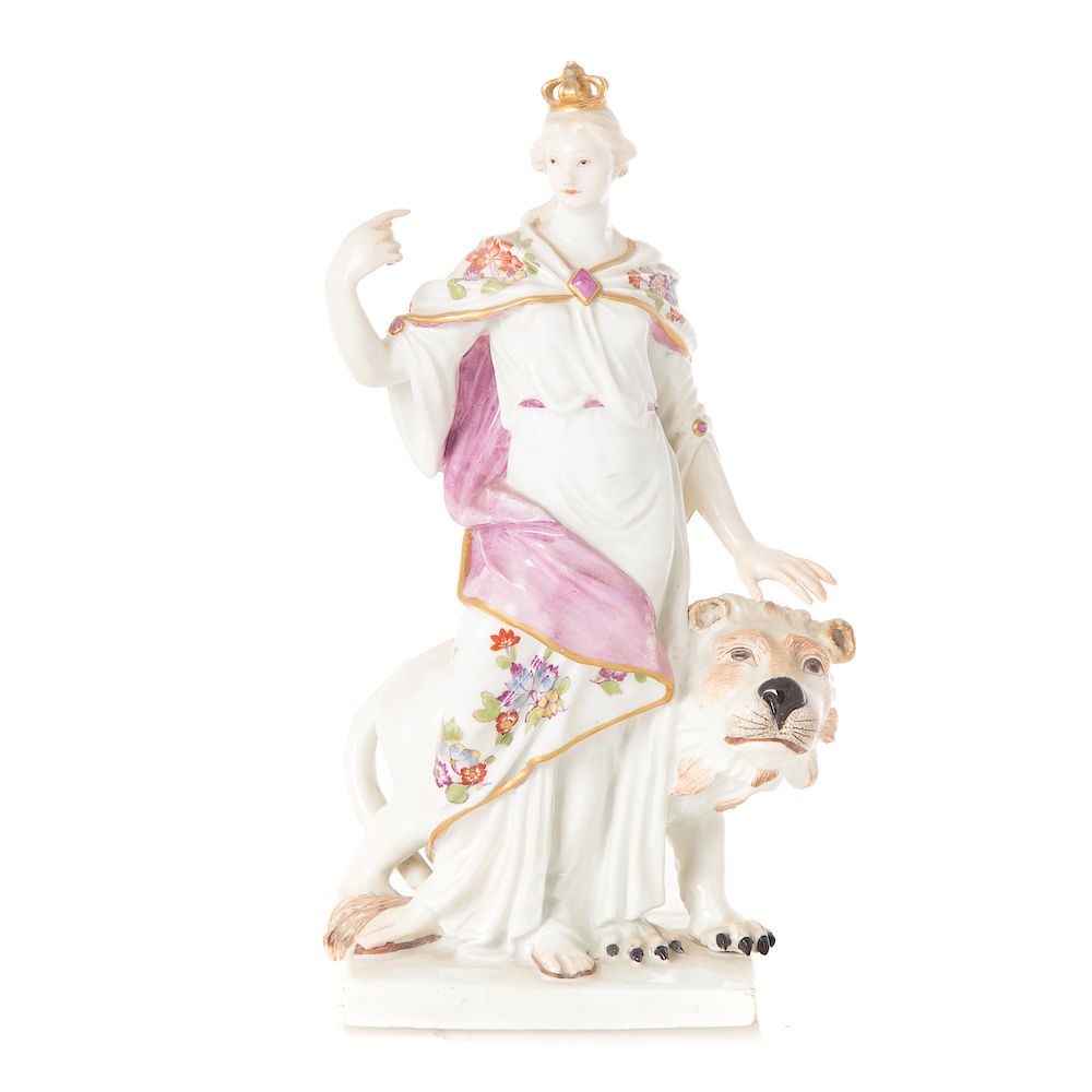 Appraisal: Meissen porcelain K C H figure of queen with lion