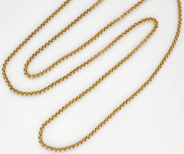 Appraisal: A Victorian twenty-two karat gold long chain Portuguese with Portuguese