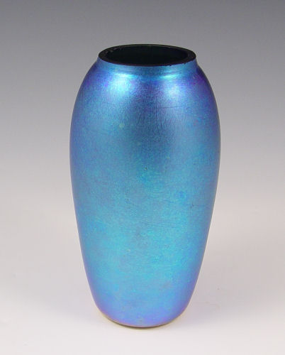 Appraisal: DURAND BLUE IRIDESCENT ART GLASS VASE '' tall