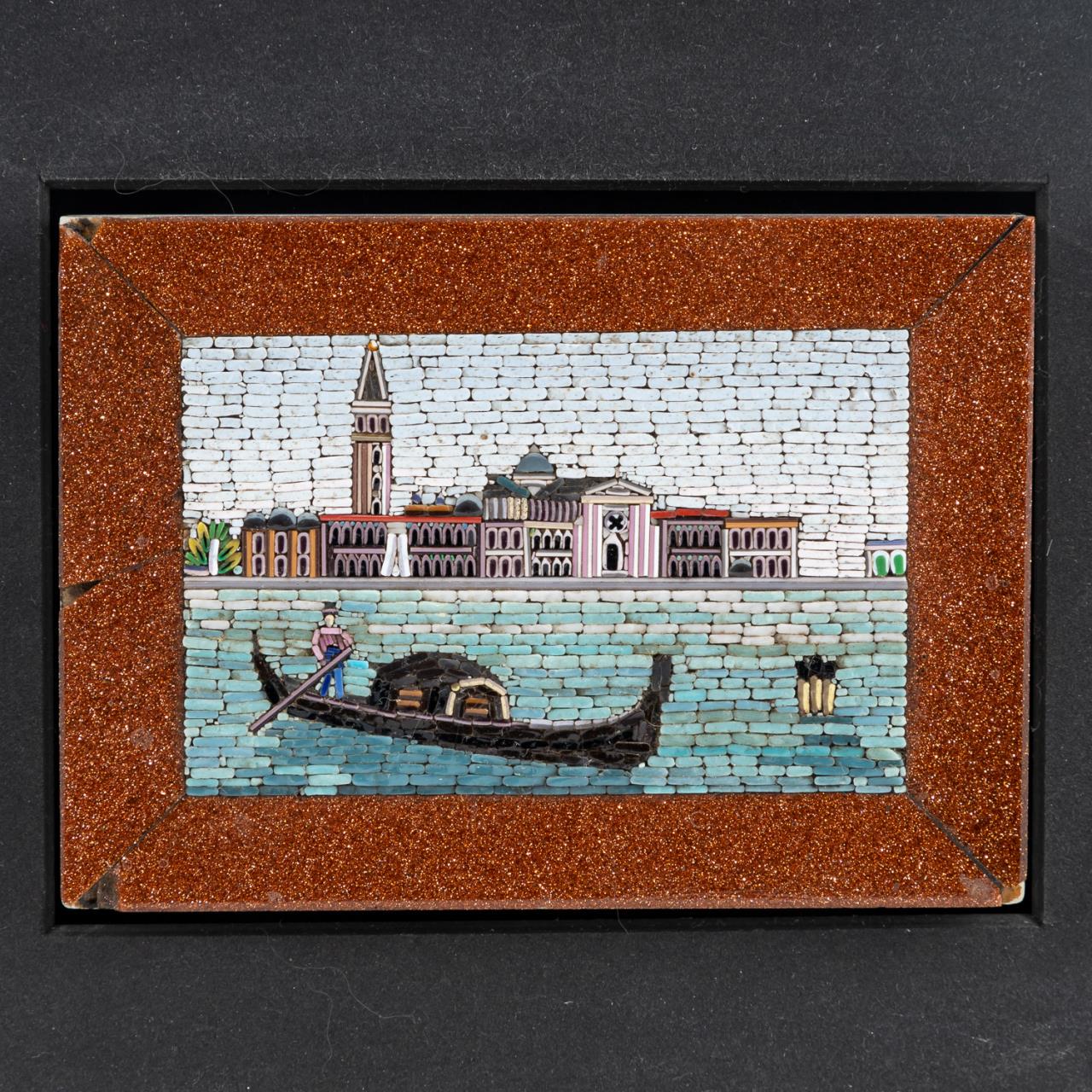 Appraisal: ITALIAN MICRO MOSAIC VENETIAN SCENE WITH GONDOLA Italian School th