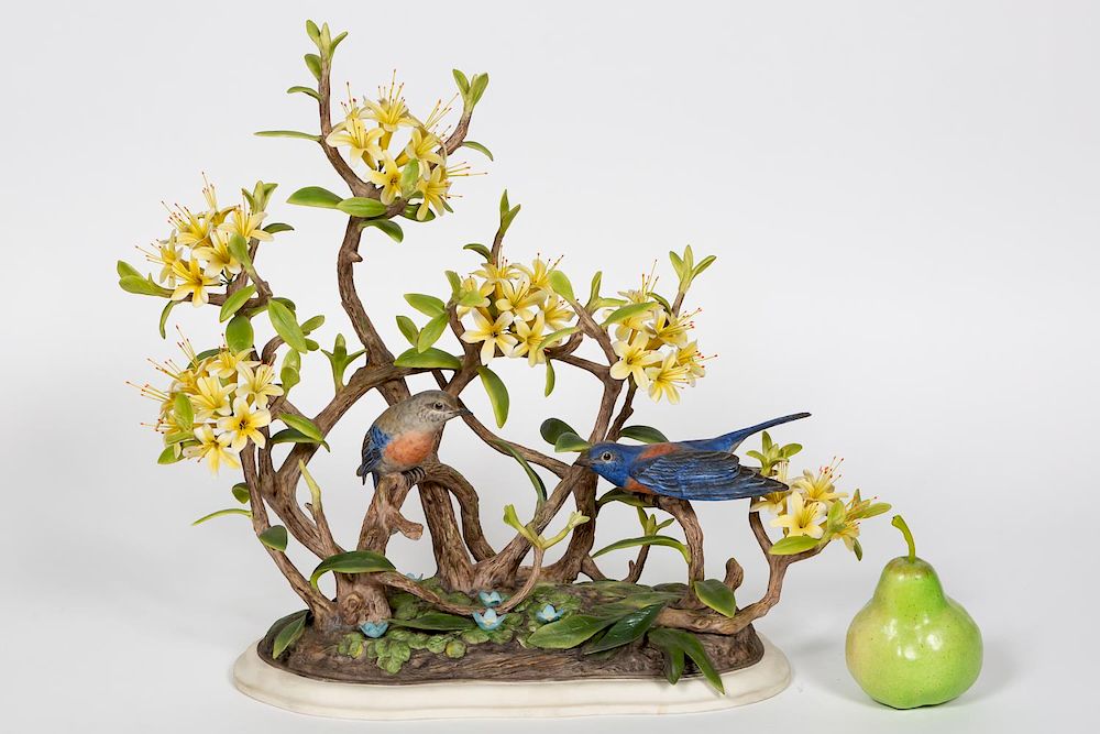 Appraisal: Boehm Porcelain Western Bluebirds Figurine Boehm American founded A hand-painted