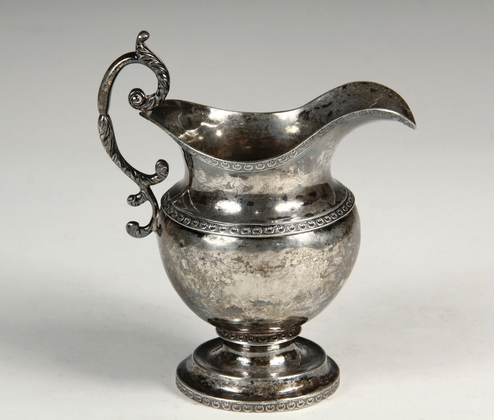 Appraisal: CREAM JUG - Federal Period Coin Silver Footed Cream Pitcher