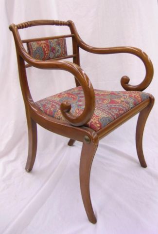 Appraisal: Pair of Federal Style Mahogany Arm Chairs with Upholstered Seat