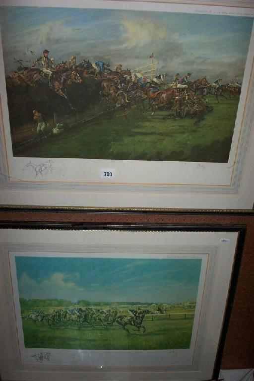 Appraisal: A pair of signed coloured prints of horse racing subjects