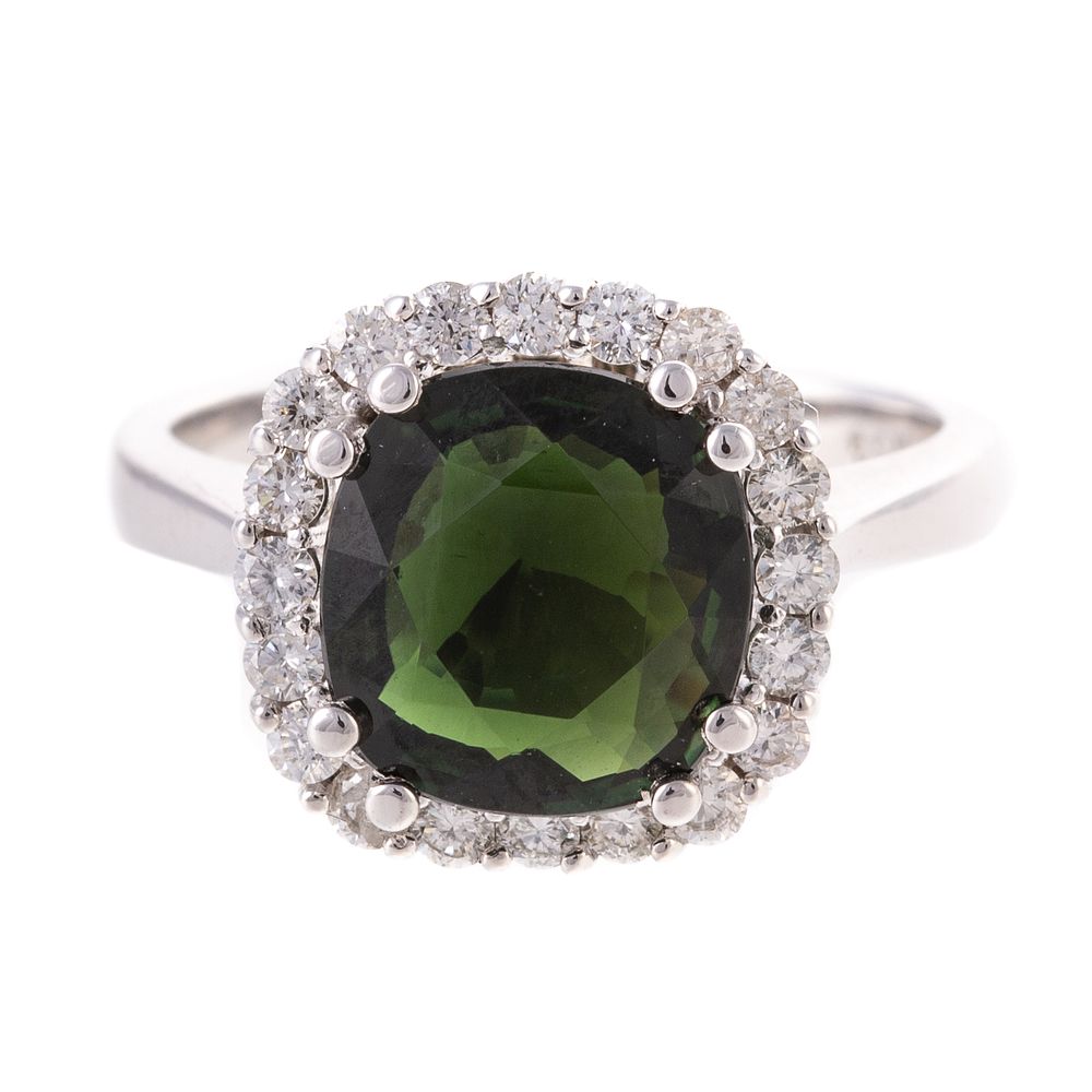 Appraisal: A Green Tourmaline Diamond Ring in K K white gold