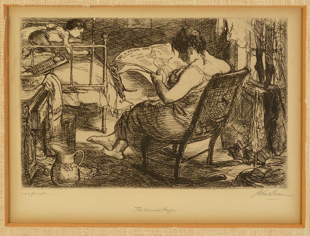 Appraisal: John Sloan 'The Womens Page' Etching John French Sloan American