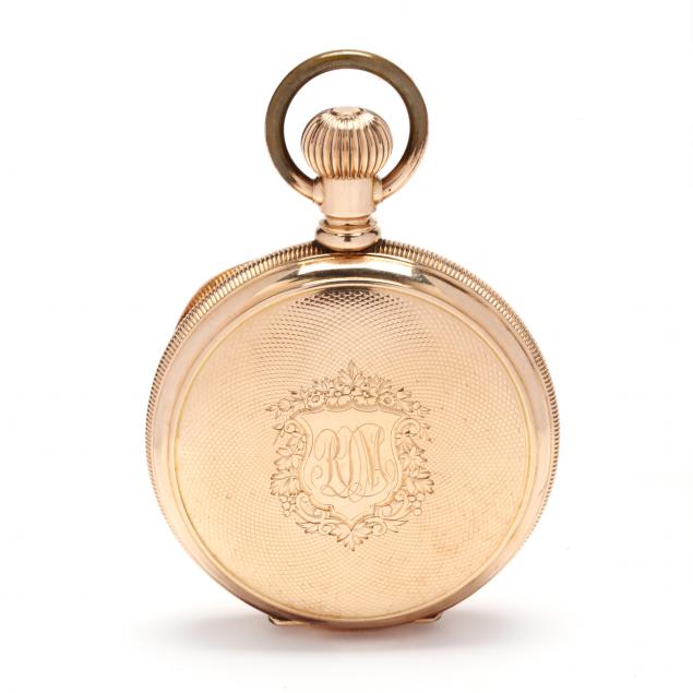 Appraisal: Antique Gold Hunter Case Pocket Watch Elgin Circa stem wind