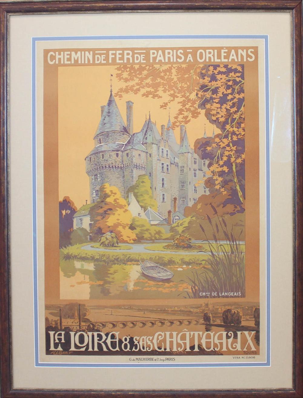 Appraisal: FRENCH RAILWAY TRAVEL POSTER La Loire et ses Chateaux Orleans