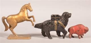 Appraisal: Three Cast Iron Animals Still Banks Prancing Horse on base