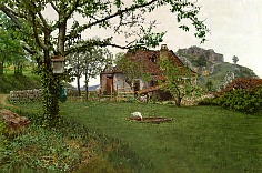 Appraisal: Clark Hulings French Cottage Below the Castle Ruinsoil on canvas