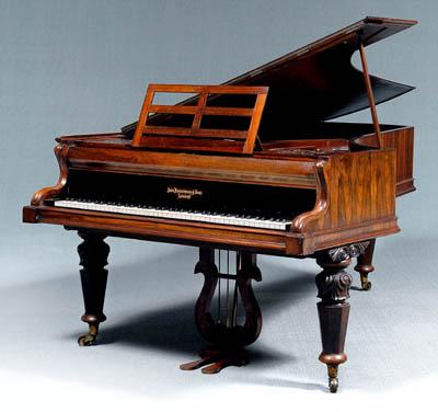 Appraisal: John Broadwood piano rosewood and rosewood veneers tapered octagonal legs