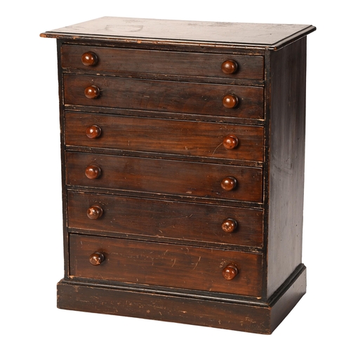 Appraisal: An Edwardian mahogany-stained deal collector's cabinet of six graduated drawers