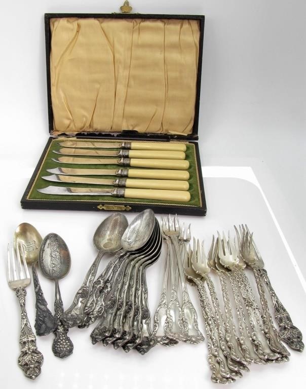 Appraisal: A group of sterling silver flatware including a set of