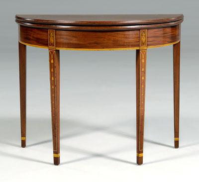 Appraisal: Fine Federal inlaid card table figured mahogany and mahogany veneers