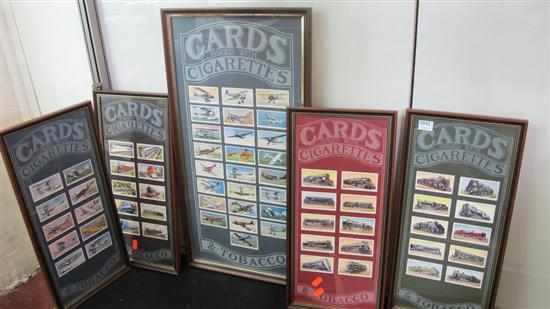 Appraisal: A COLLECTION OF CIGARETTE CARDS IN FIVE FRAMES