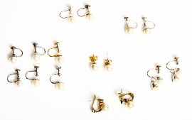 Appraisal: Six pairs of cultured pearl earrings with screw fittings and