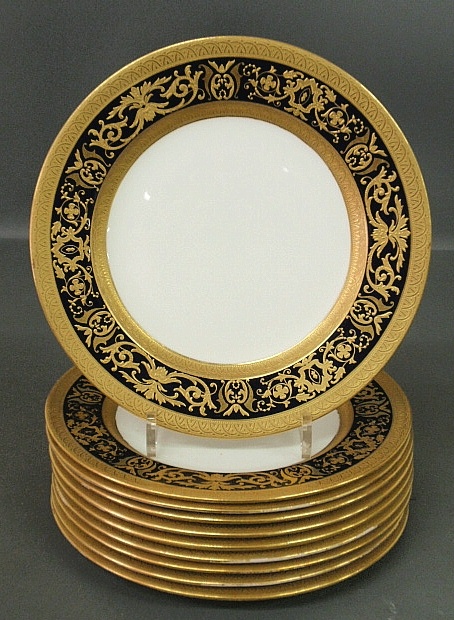 Appraisal: - Set of ten English Coalport plates with leafy gilt