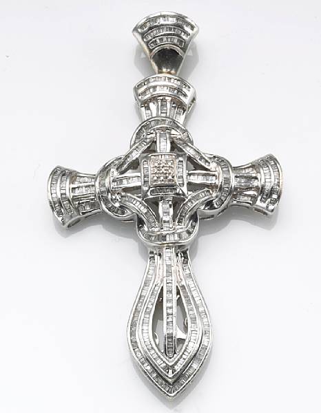 Appraisal: A diamond and k white gold cruciform pendant estimated total