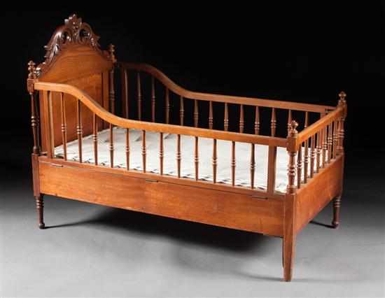 Appraisal: Rococo Revival walnut crib third quarter- th century headboard with