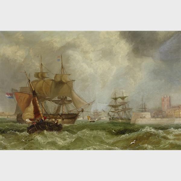 Appraisal: John Callow - SHIPPING OFF THE COAST CALAIS British Oil