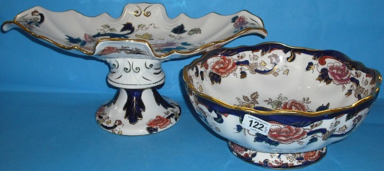 Appraisal: Masons Blue Mandalay Dish on stand And Footed Fruit Bowl