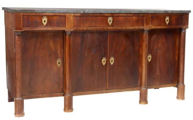 Appraisal: French Empire style marble-top sideboard late th c having rectangular