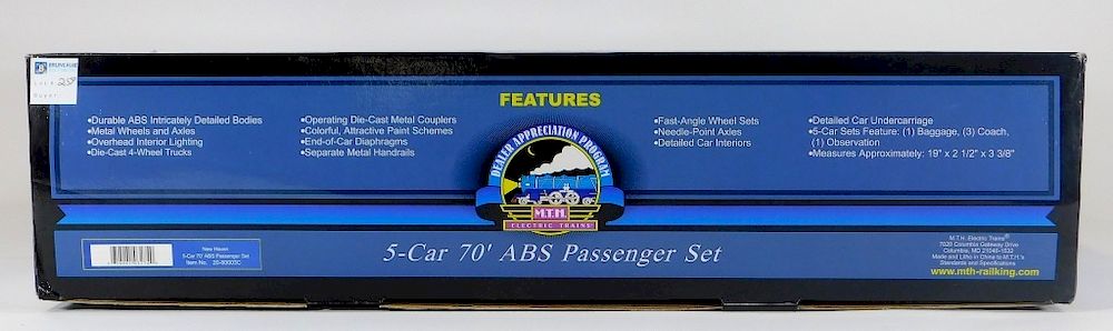 Appraisal: MTH Dealer Program pc ABS Passenger Train Set United States