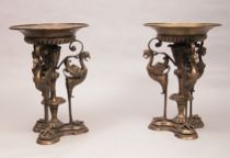 Appraisal: A Pair of Bronze Griffin Planters ca th Century Fabulous