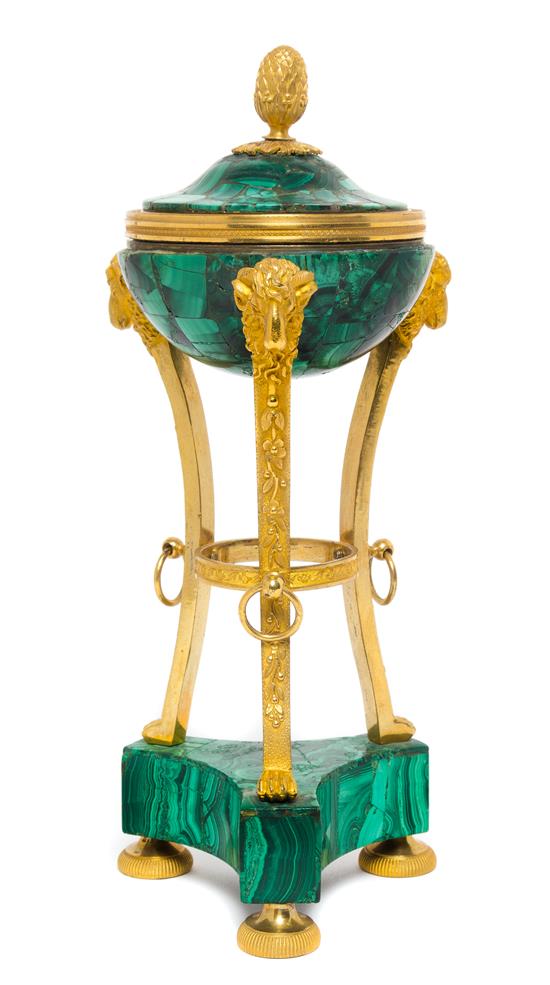 Appraisal: Sale Lot A Gilt Bronze and Malachite Cassolette th th