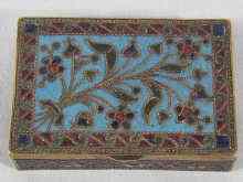 Appraisal: A Russian cloisonne brass box with rope cloisons and part