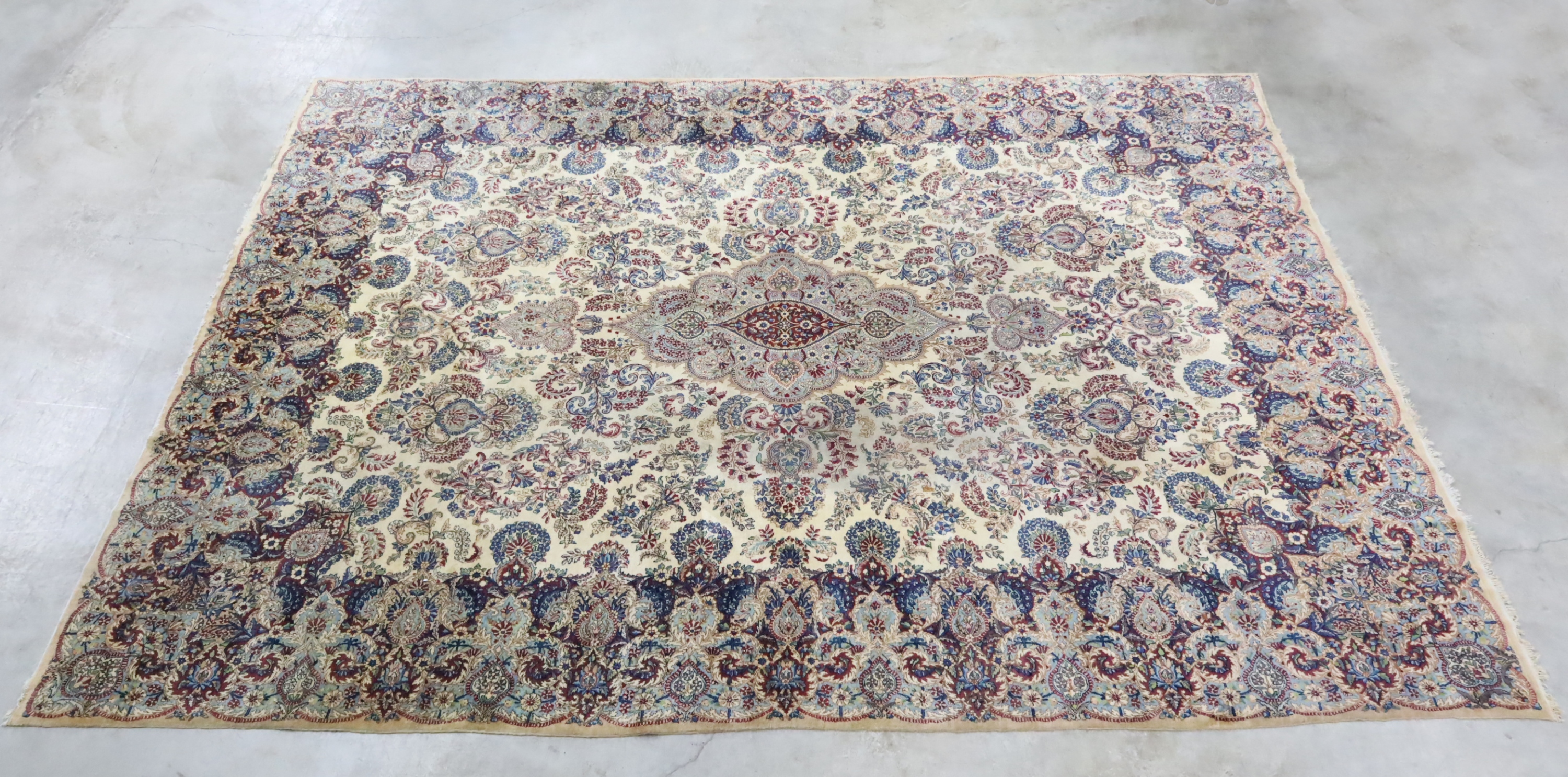 Appraisal: FINE PERSIAN KERMAN ORIENTAL RUG ' X ' Fine Persian