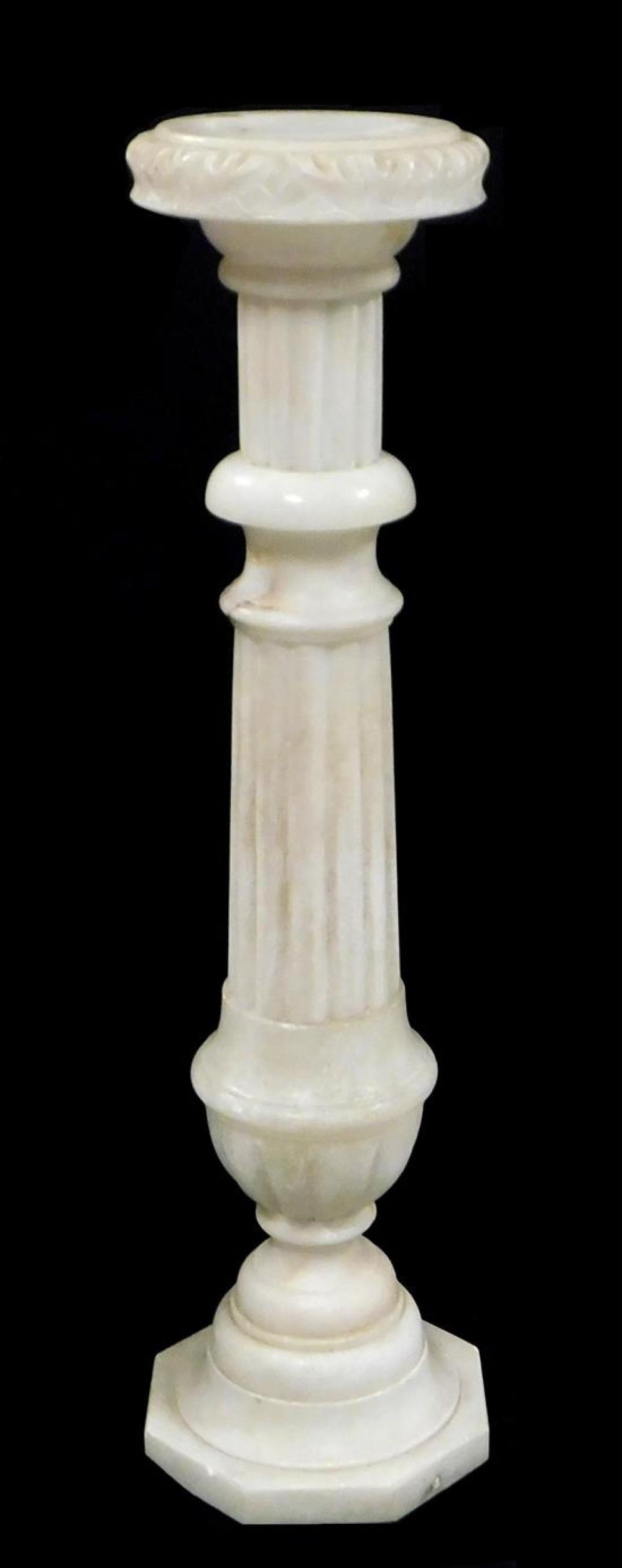 Appraisal: Alabaster pedestal white with brown veining late th C early