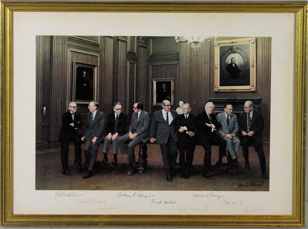 Appraisal: CIRCA SUPREME COURT PHOTOGRAPH SIGNED BY ALL NINE JUSTICES Photograph