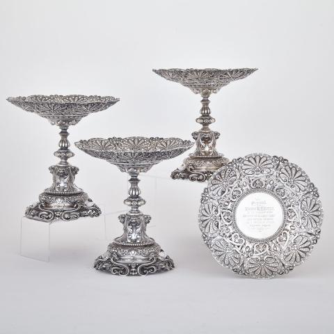 Appraisal: Set of Four Victorian Silver Dessert Stands Robert Garrard London