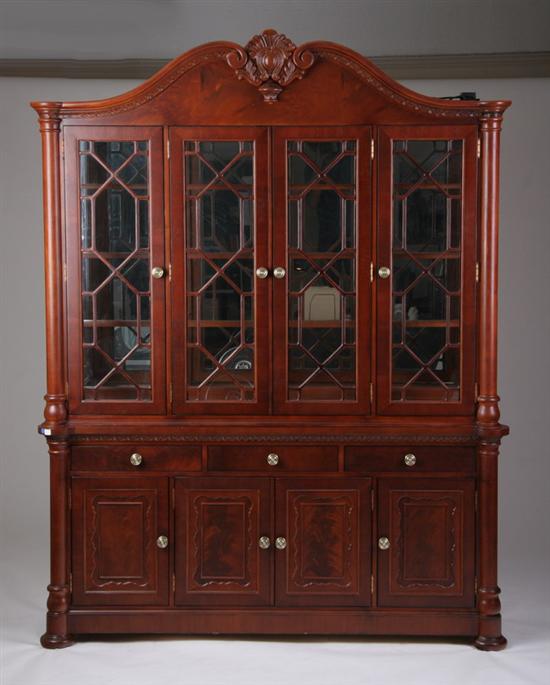 Appraisal: GEORGIAN STYLE BREAKFRONT BOOKCASE th century in two parts Upper