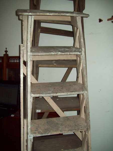 Appraisal: TWO ANTIQUE WOODEN LADDERS