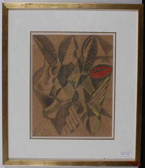 Appraisal: RETH ALFRED Budapest - Geometric composition January Charcoal and colored