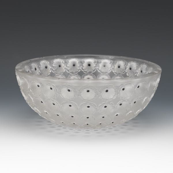 Appraisal: R LALIQUE NEMOURS CRYSTAL BOWL x Heavy crystal centerpiece bowl