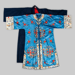 Appraisal: Two Chinese and Japanese Embroidered Silk Robes TH CENTURY comprising