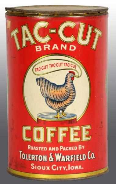 Appraisal: Tac-Cut Brand Coffee Tin Description Desirable tin with solid color