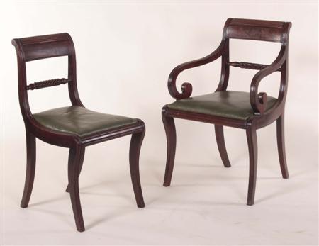 Appraisal: A set of six Regency mahogany dining chairs each with