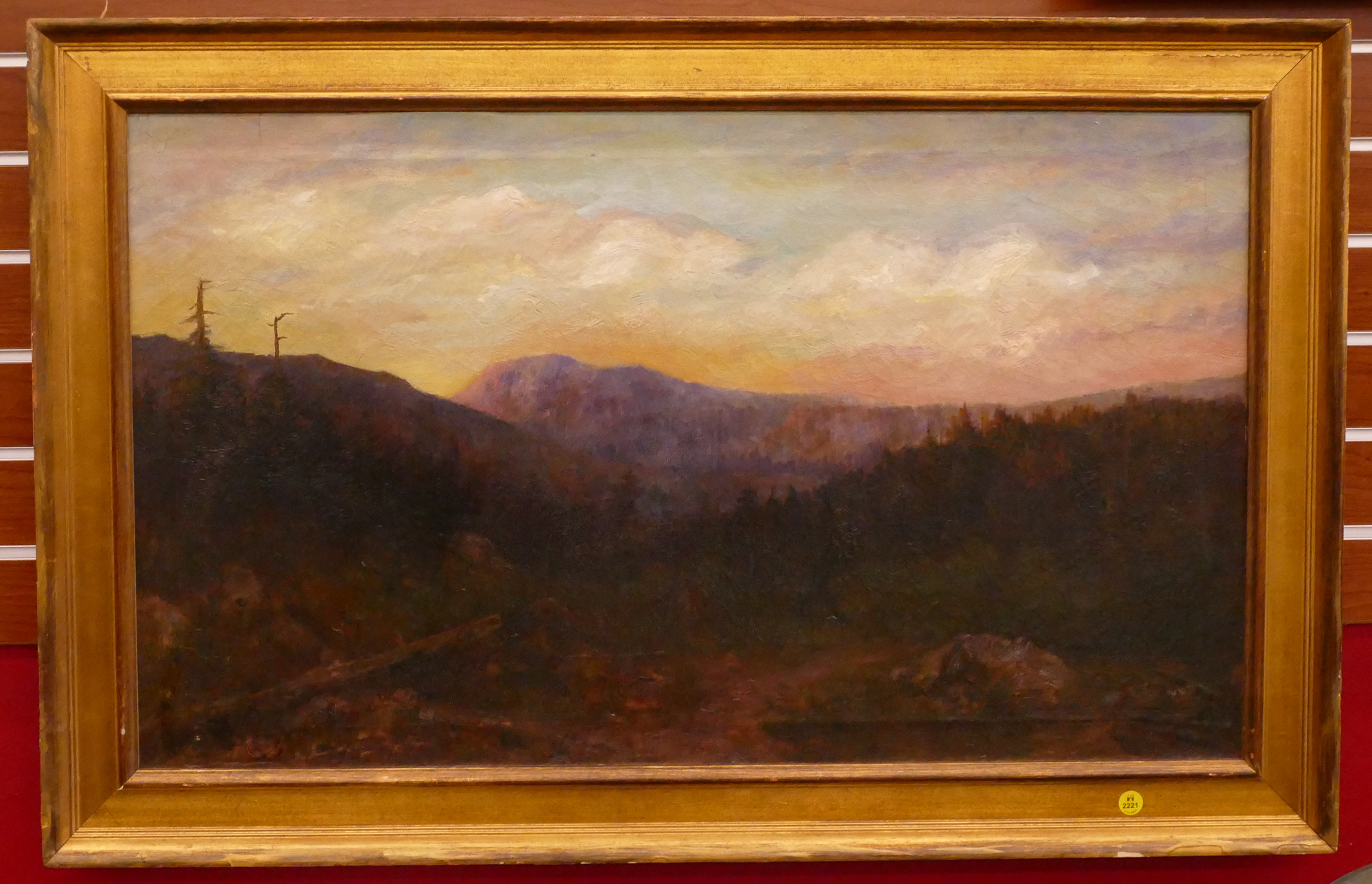 Appraisal: Antique Western Landscape Oil Painting Framed- x ''