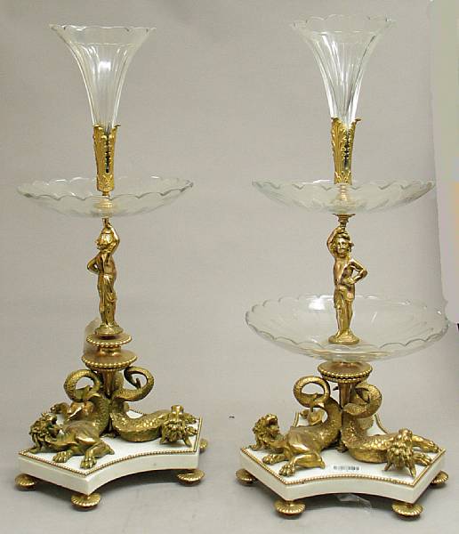 Appraisal: A pair of Louis XVI style gilt bronze cut glass