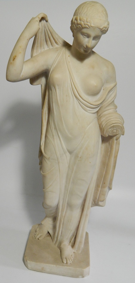 Appraisal: A thC alabaster figure of a semi-nude classical standing female