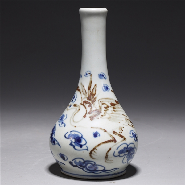 Appraisal: Korean blue red and white porcelain bottle vase with phoenix