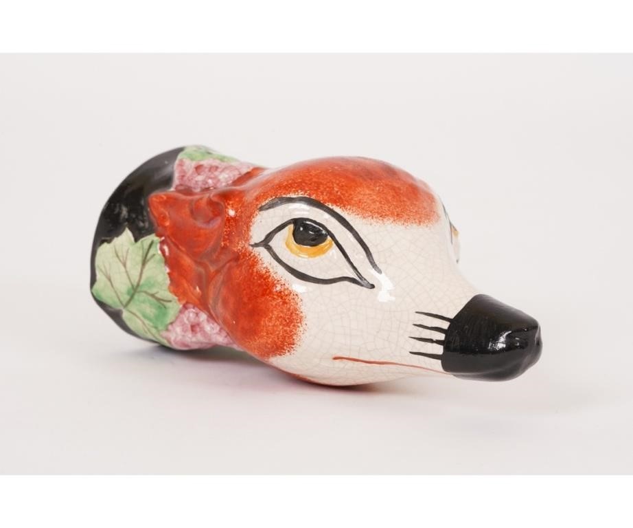 Appraisal: Staffordshire fox head stirrup cup circa th c h Condition