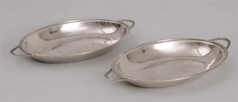 Appraisal: PAIR OF GEORGE III SILVER TWO-HANDLED OVAL VEGETABLE DISHES E